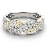 Multirow Twisted Half Eternity Ring in Gold & Platinum