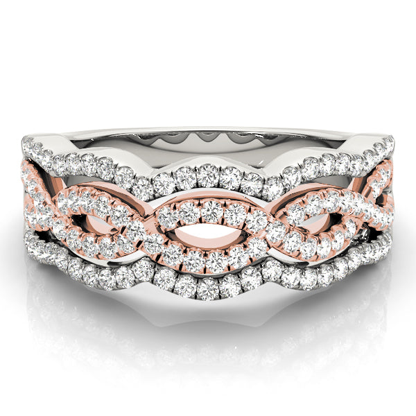 Infinity Multirow Split Prong Half Eternity Ring in Gold & Platinum