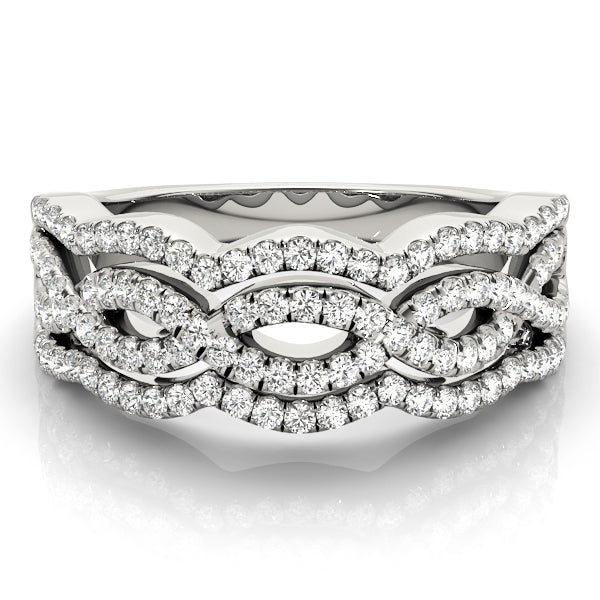 Infinity Multirow Split Prong Half Eternity Ring in Gold & Platinum