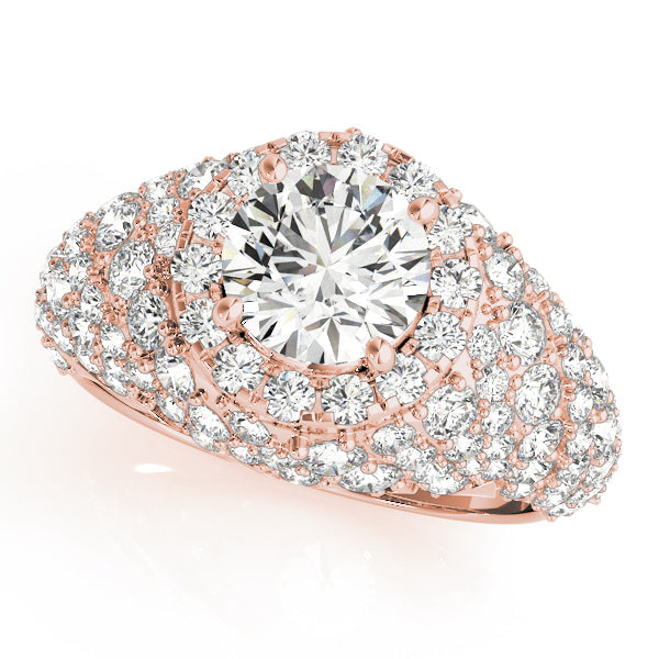 Radiant Fashion Band Round Diamond Engagement Ring — 9K/18K Gold & Platinum