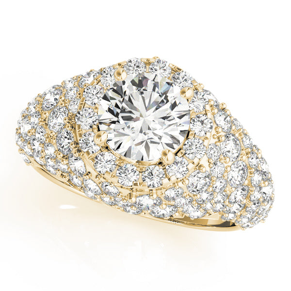 Radiant Fashion Band Round Diamond Engagement Ring — 9K/18K Gold & Platinum