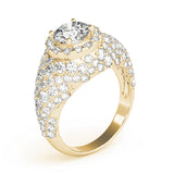 Radiant Fashion Band Round Diamond Engagement Ring — 9K/18K Gold & Platinum