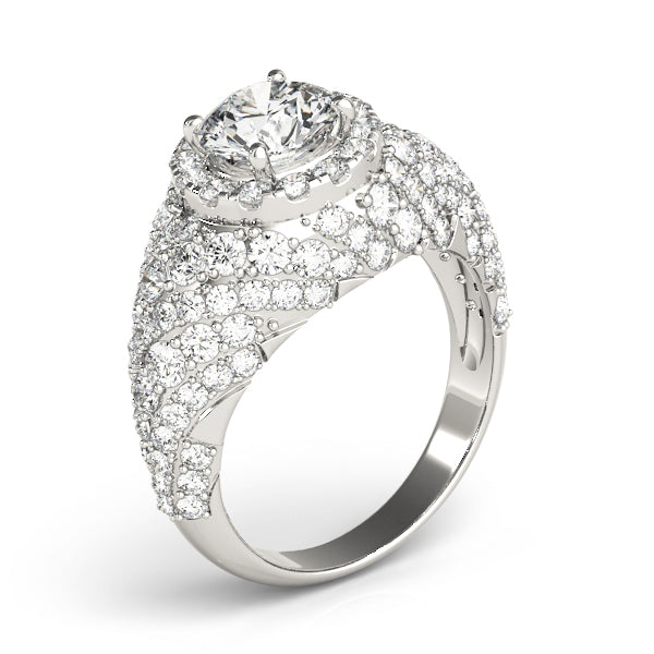 Radiant Fashion Band Round Diamond Engagement Ring — 9K/18K Gold & Platinum