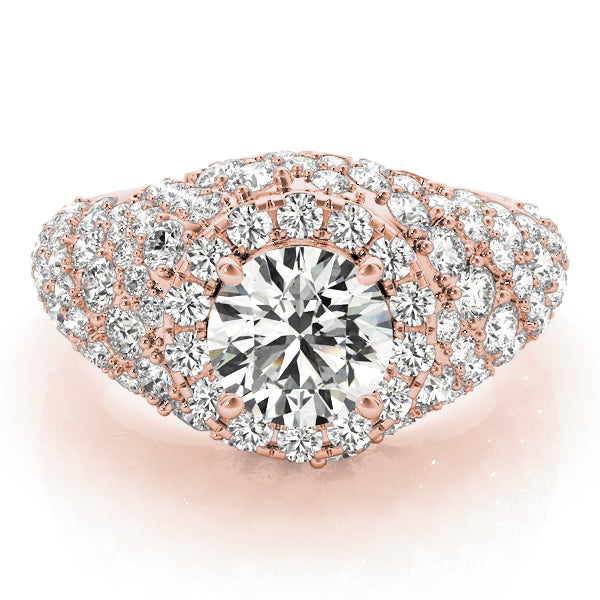 Radiant Fashion Band Round Diamond Engagement Ring — 9K/18K Gold & Platinum