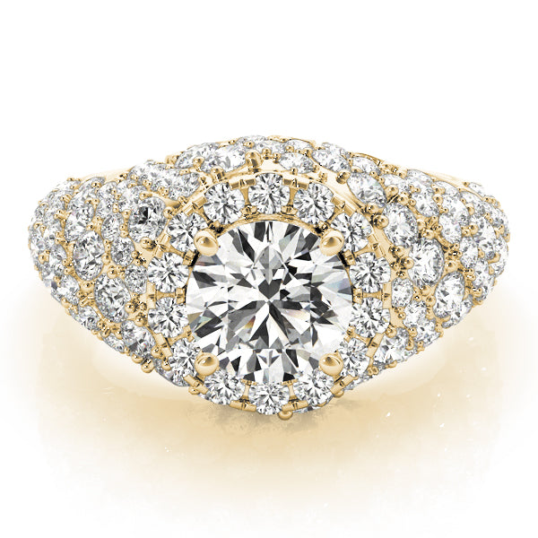 Radiant Fashion Band Round Diamond Engagement Ring — 9K/18K Gold & Platinum