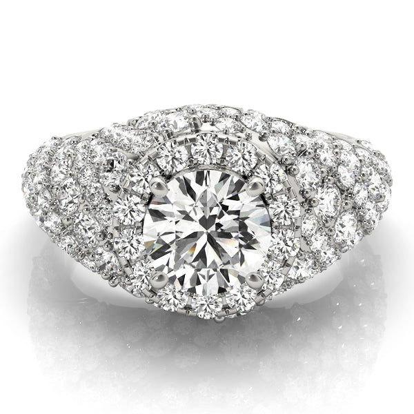 Radiant Fashion Band Round Diamond Engagement Ring — 9K/18K Gold & Platinum