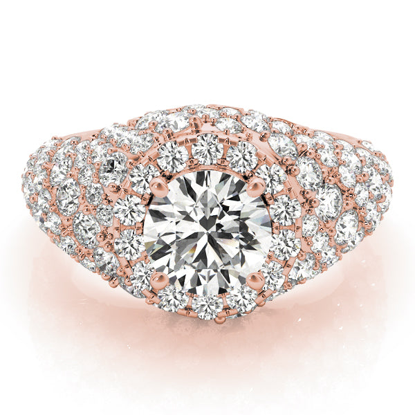 Radiant Fashion Band Round Diamond Engagement Ring — 9K/18K Gold & Platinum
