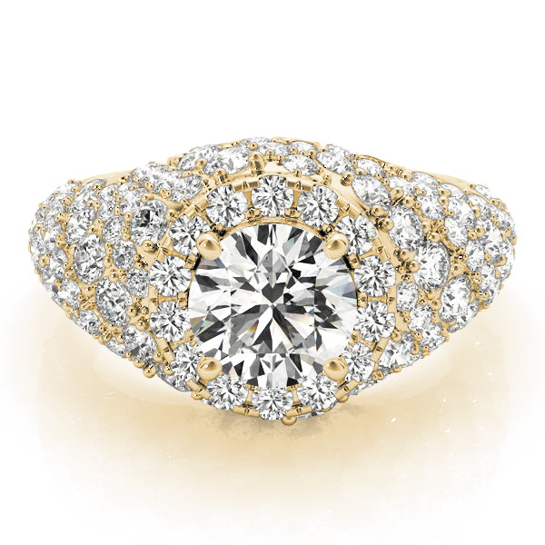 Radiant Fashion Band Round Diamond Engagement Ring — 9K/18K Gold & Platinum