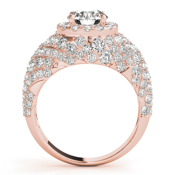 Radiant Fashion Band Round Diamond Engagement Ring — 9K/18K Gold & Platinum