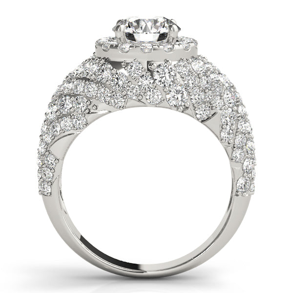 Radiant Fashion Band Round Diamond Engagement Ring — 9K/18K Gold & Platinum