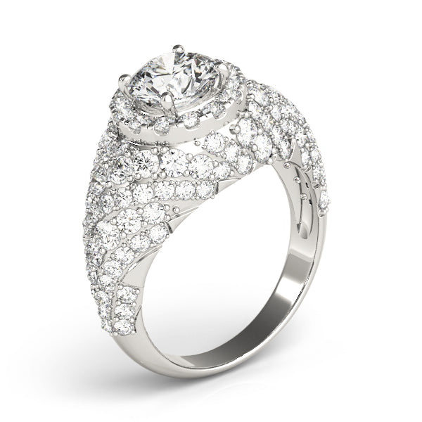Radiant Fashion Band Round Diamond Engagement Ring — 9K/18K Gold & Platinum