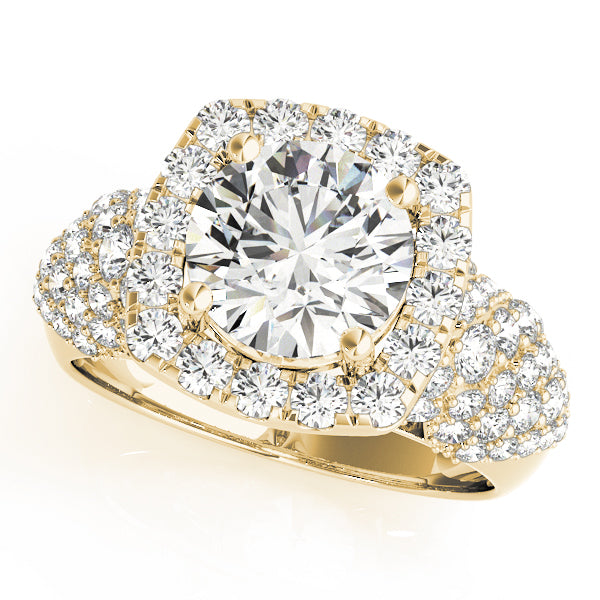 Brilliant Fashion Band Round Diamond Engagement Ring — 9K/18K Gold & Platinum
