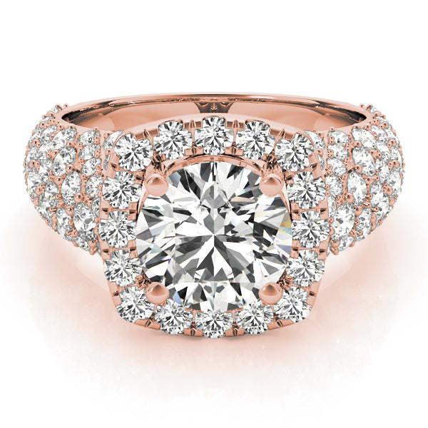 Brilliant Fashion Band Round Diamond Engagement Ring — 9K/18K Gold & Platinum