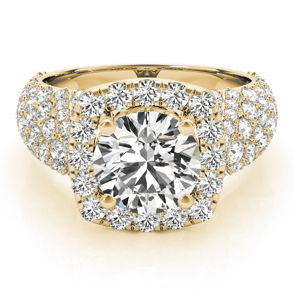 Brilliant Fashion Band Round Diamond Engagement Ring — 9K/18K Gold & Platinum