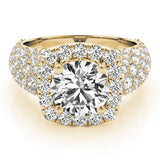 Brilliant Fashion Band Round Diamond Engagement Ring — 9K/18K Gold & Platinum