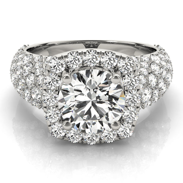 Brilliant Fashion Band Round Diamond Engagement Ring — 9K/18K Gold & Platinum