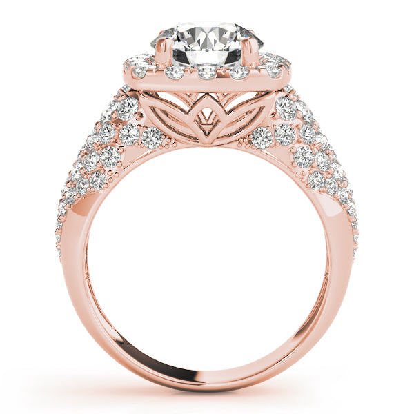 Brilliant Fashion Band Round Diamond Engagement Ring — 9K/18K Gold & Platinum