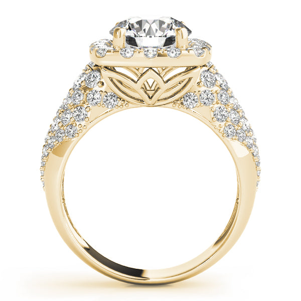 Brilliant Fashion Band Round Diamond Engagement Ring — 9K/18K Gold & Platinum