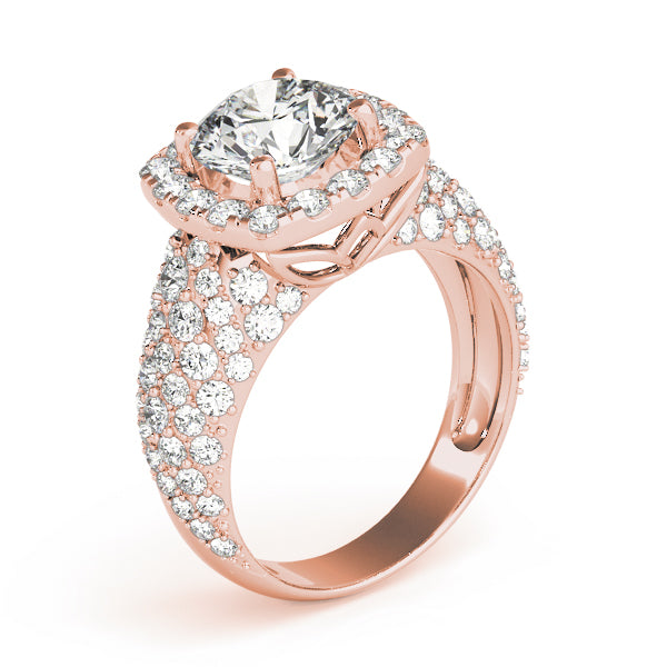 Brilliant Fashion Band Round Diamond Engagement Ring — 9K/18K Gold & Platinum
