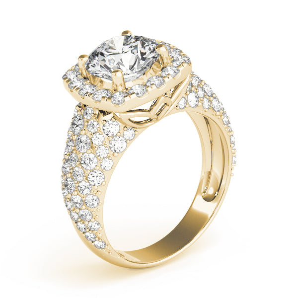 Brilliant Fashion Band Round Diamond Engagement Ring — 9K/18K Gold & Platinum