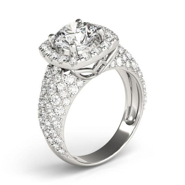 Brilliant Fashion Band Round Diamond Engagement Ring — 9K/18K Gold & Platinum
