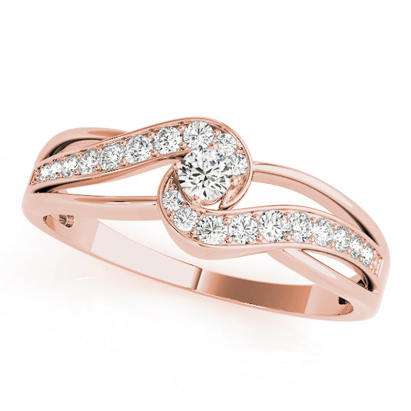Elegant Sidestone Round Diamond Engagement Ring — 9K/18K Gold & Platinum