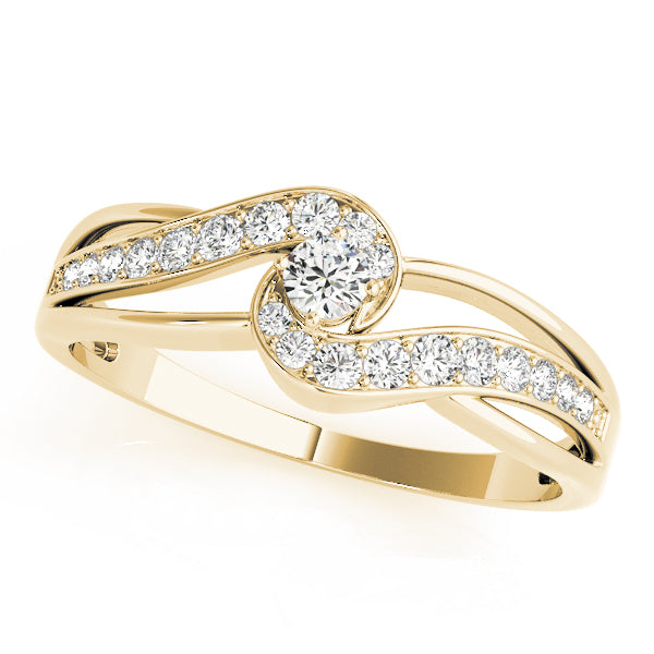 Elegant Sidestone Round Diamond Engagement Ring — 9K/18K Gold & Platinum