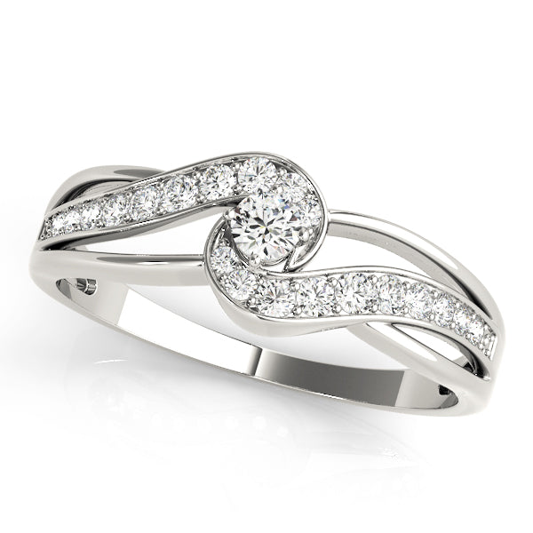 Elegant Sidestone Round Diamond Engagement Ring — 9K/18K Gold & Platinum