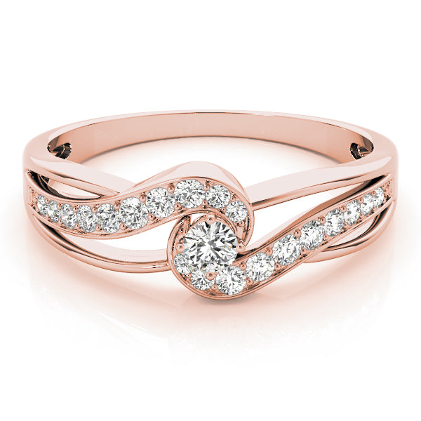 Elegant Sidestone Round Diamond Engagement Ring — 9K/18K Gold & Platinum