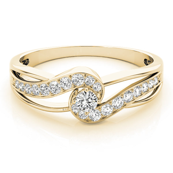 Elegant Sidestone Round Diamond Engagement Ring — 9K/18K Gold & Platinum