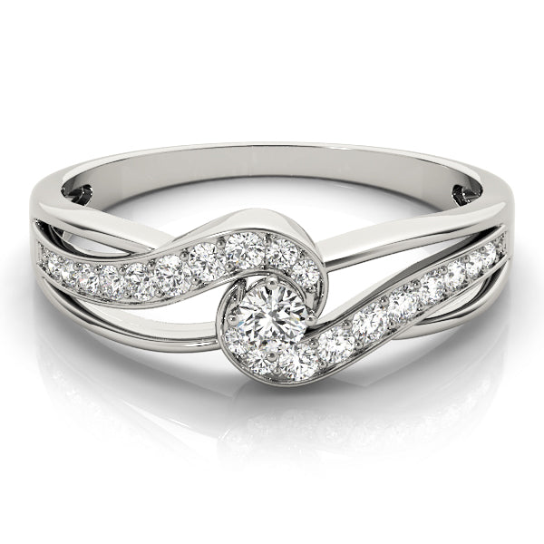 Elegant Sidestone Round Diamond Engagement Ring — 9K/18K Gold & Platinum