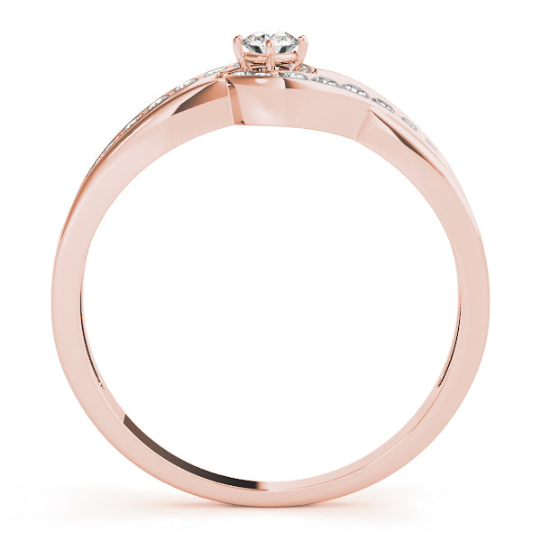 Elegant Sidestone Round Diamond Engagement Ring — 9K/18K Gold & Platinum