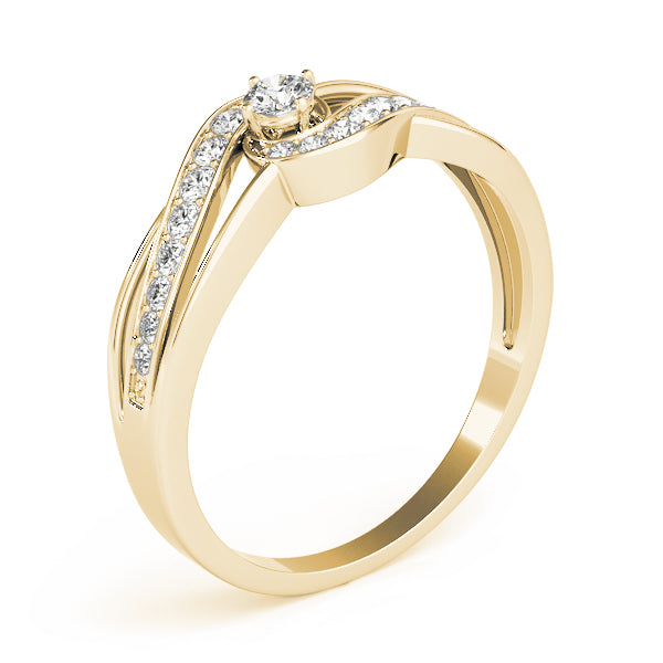 Elegant Sidestone Round Diamond Engagement Ring — 9K/18K Gold & Platinum