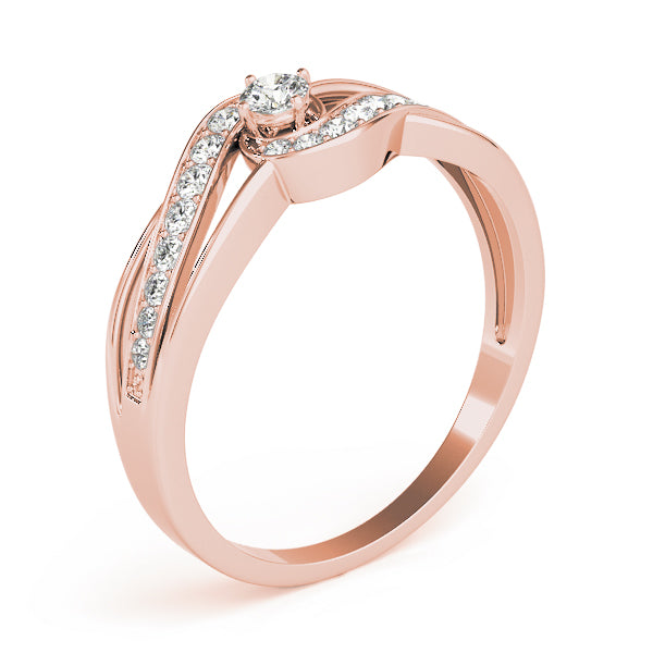 Elegant Sidestone Round Diamond Engagement Ring — 9K/18K Gold & Platinum