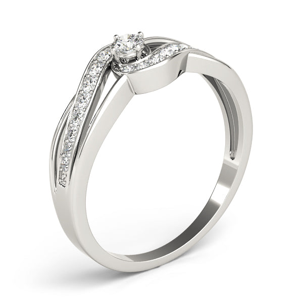Elegant Sidestone Round Diamond Engagement Ring — 9K/18K Gold & Platinum