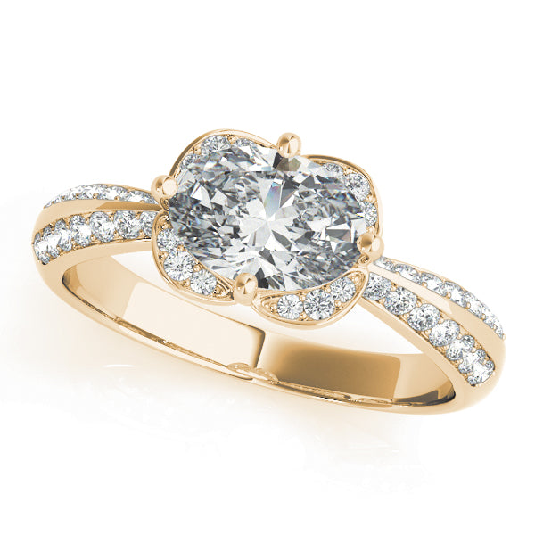 Heirloom Sidestone Oval Diamond Engagement Ring — 9K/18K Gold & Platinum