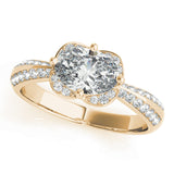 Heirloom Sidestone Oval Diamond Engagement Ring — 9K/18K Gold & Platinum