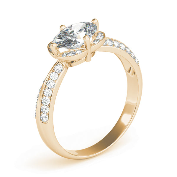 Heirloom Sidestone Oval Diamond Engagement Ring — 9K/18K Gold & Platinum