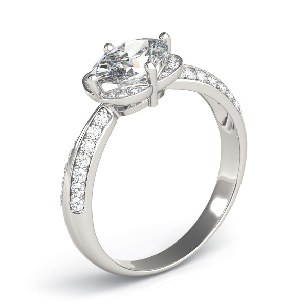 Heirloom Sidestone Oval Diamond Engagement Ring — 9K/18K Gold & Platinum