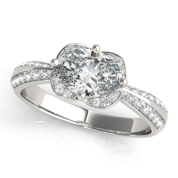 Heirloom Sidestone Oval Diamond Engagement Ring — 9K/18K Gold & Platinum