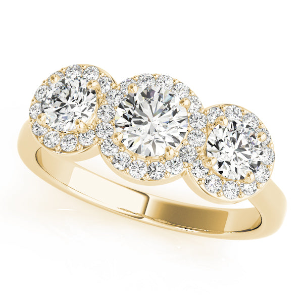 Gold ring with three round diamonds 