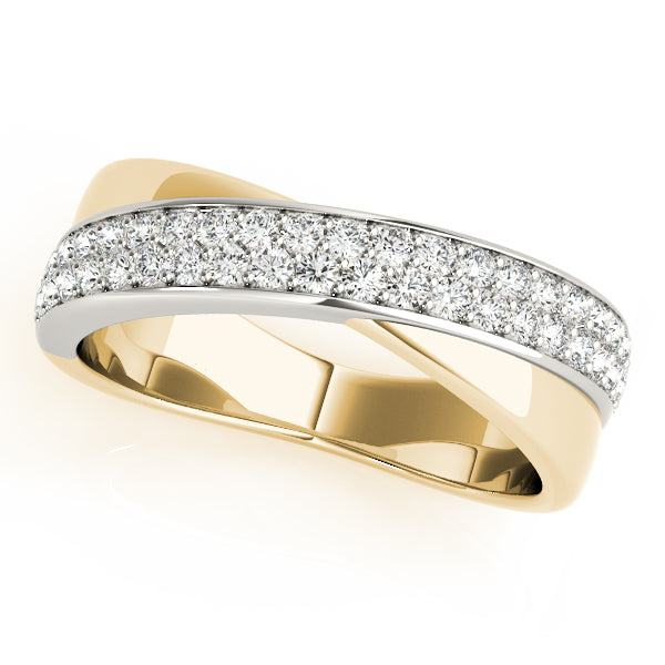 Double Row Twisted Half Eternity Ring in Gold & Platinum
