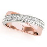Double Row Twisted Half Eternity Ring in Gold & Platinum