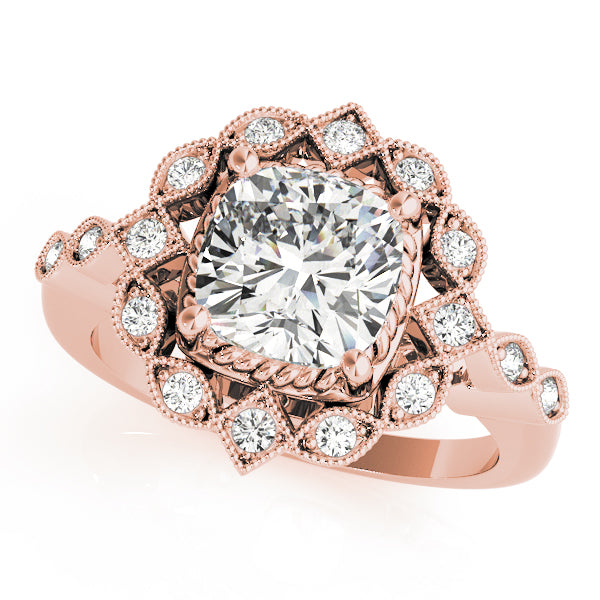 Regal Color Rings Cushion Diamond Engagement Ring — 9K/18K Gold & Platinum