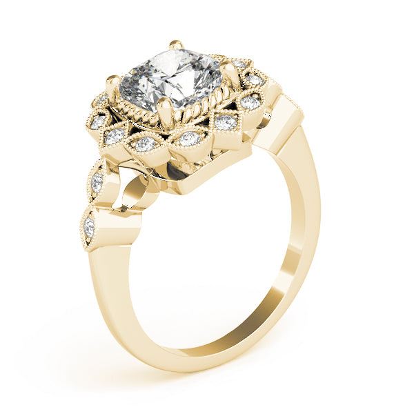 Regal Color Rings Cushion Diamond Engagement Ring — 9K/18K Gold & Platinum