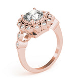 Regal Color Rings Cushion Diamond Engagement Ring — 9K/18K Gold & Platinum
