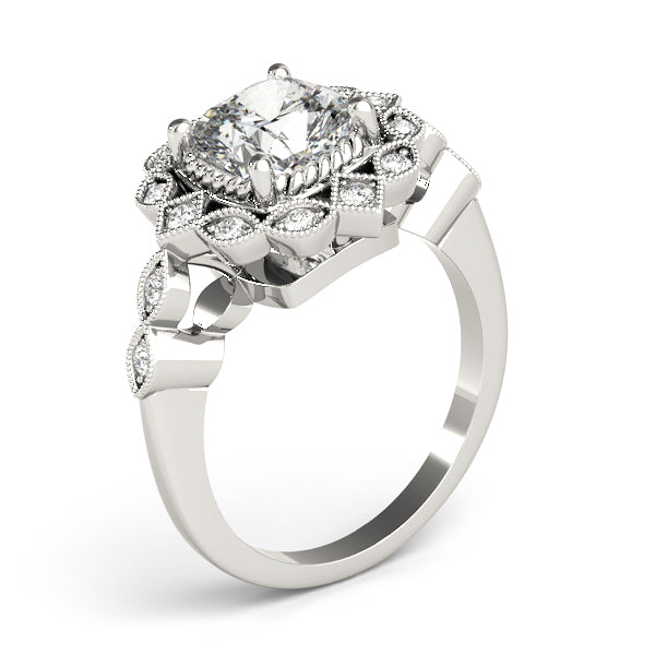 Regal Color Rings Cushion Diamond Engagement Ring — 9K/18K Gold & Platinum