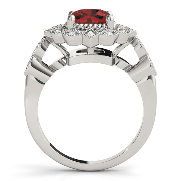 Regal Color Rings Cushion Diamond Engagement Ring — 9K/18K Gold & Platinum
