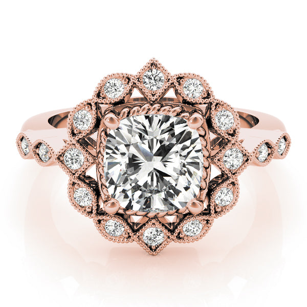 Regal Color Rings Cushion Diamond Engagement Ring — 9K/18K Gold & Platinum
