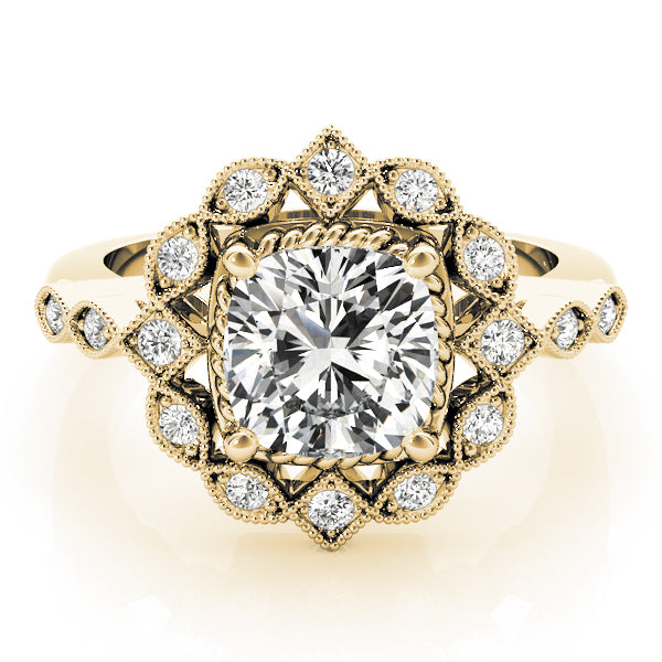 Regal Color Rings Cushion Diamond Engagement Ring — 9K/18K Gold & Platinum